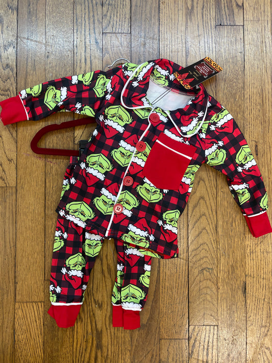 Grinch Buffalo Plaid Pajama Set