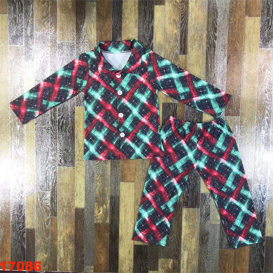 Green and Red Sparkle Plaid PJs
