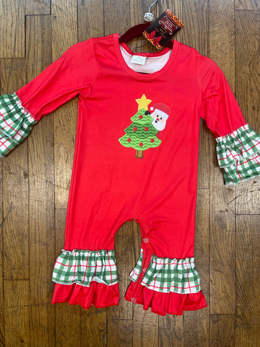 Green and Red Plaid Christmas Tree Onesie/Romper