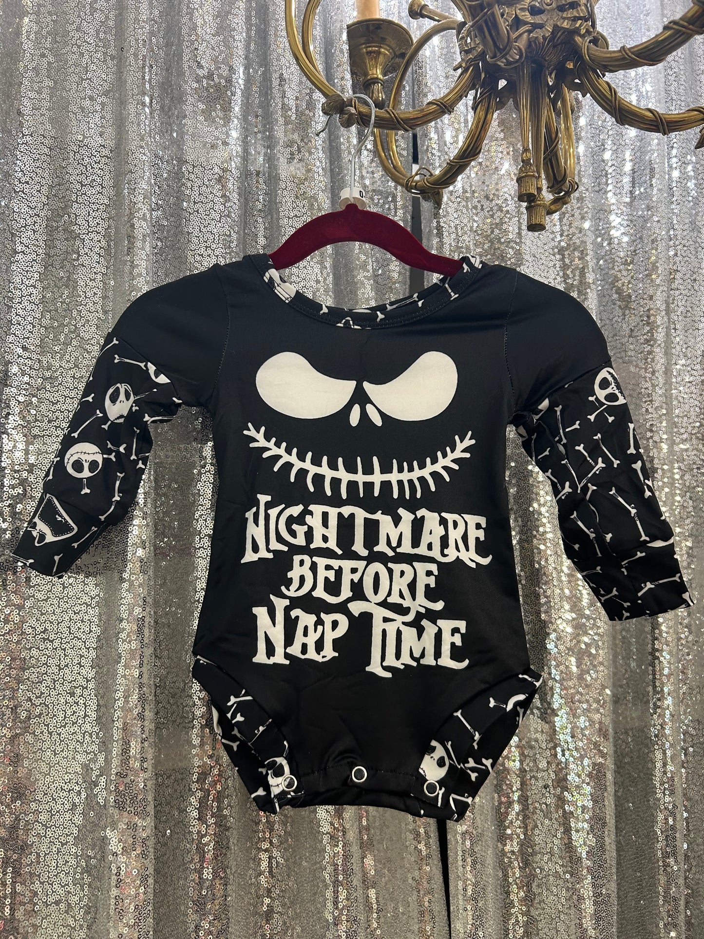 “Nightmare Before Naptime” Jack Skellington Long Sleeve Onesie Halloween