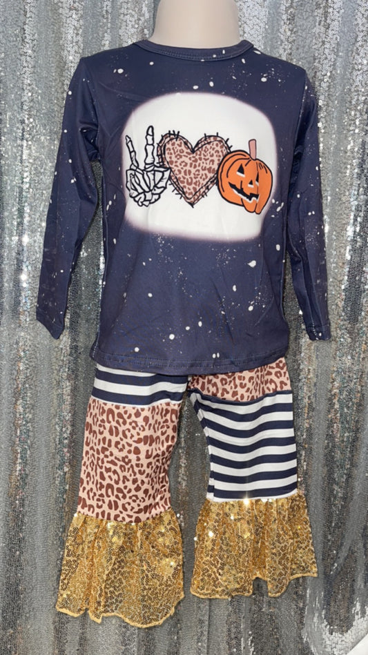 Peace, Love and Pumpkins Long Sleeve Halloween Belles Set