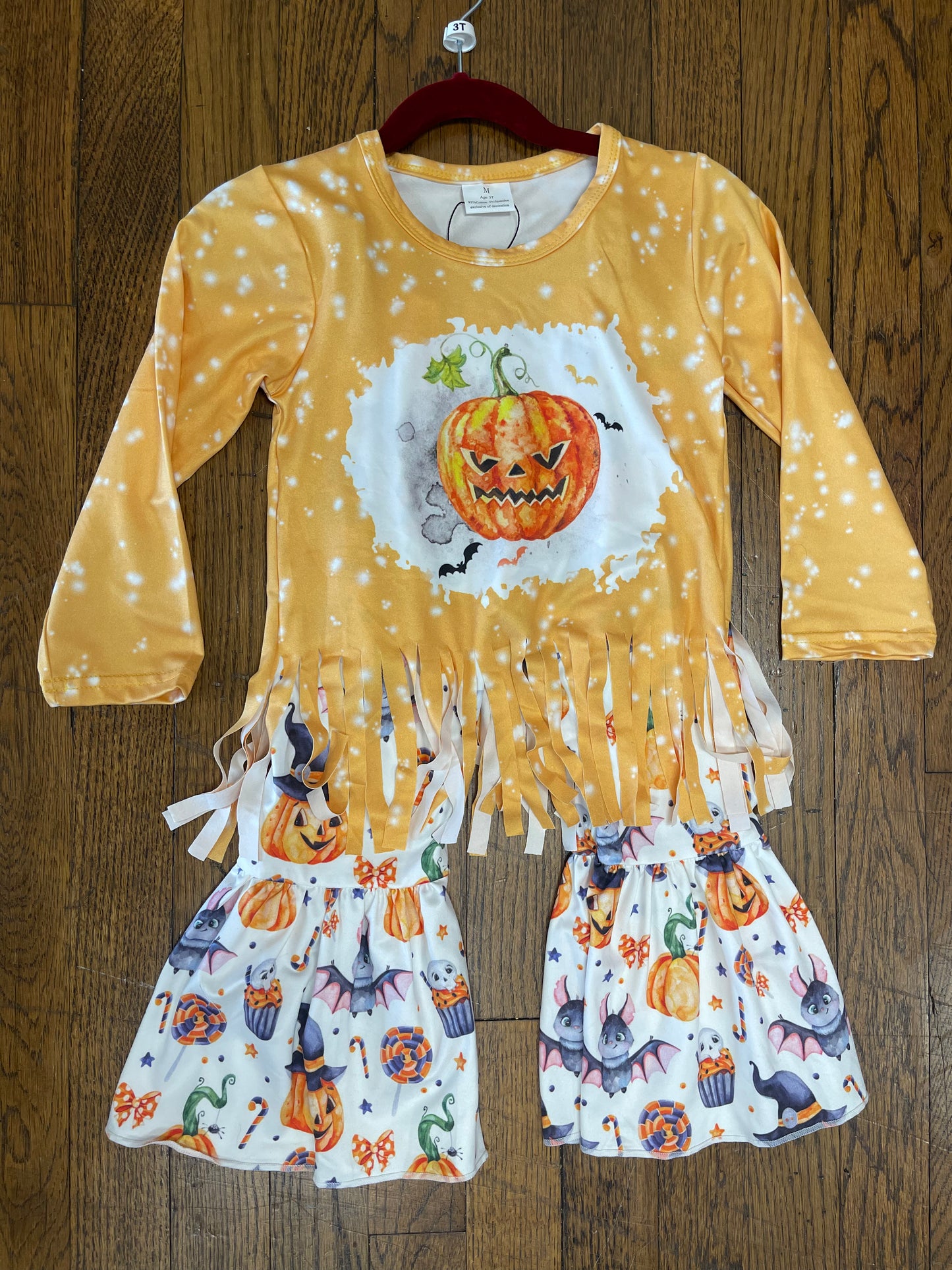 Long Sleeve Yellow Polkadot Jack-O’-Lantern Belles Set Halloween