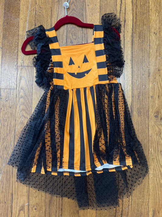 Layered Orange and Black Striped Jack-o’-Lantern Dress
