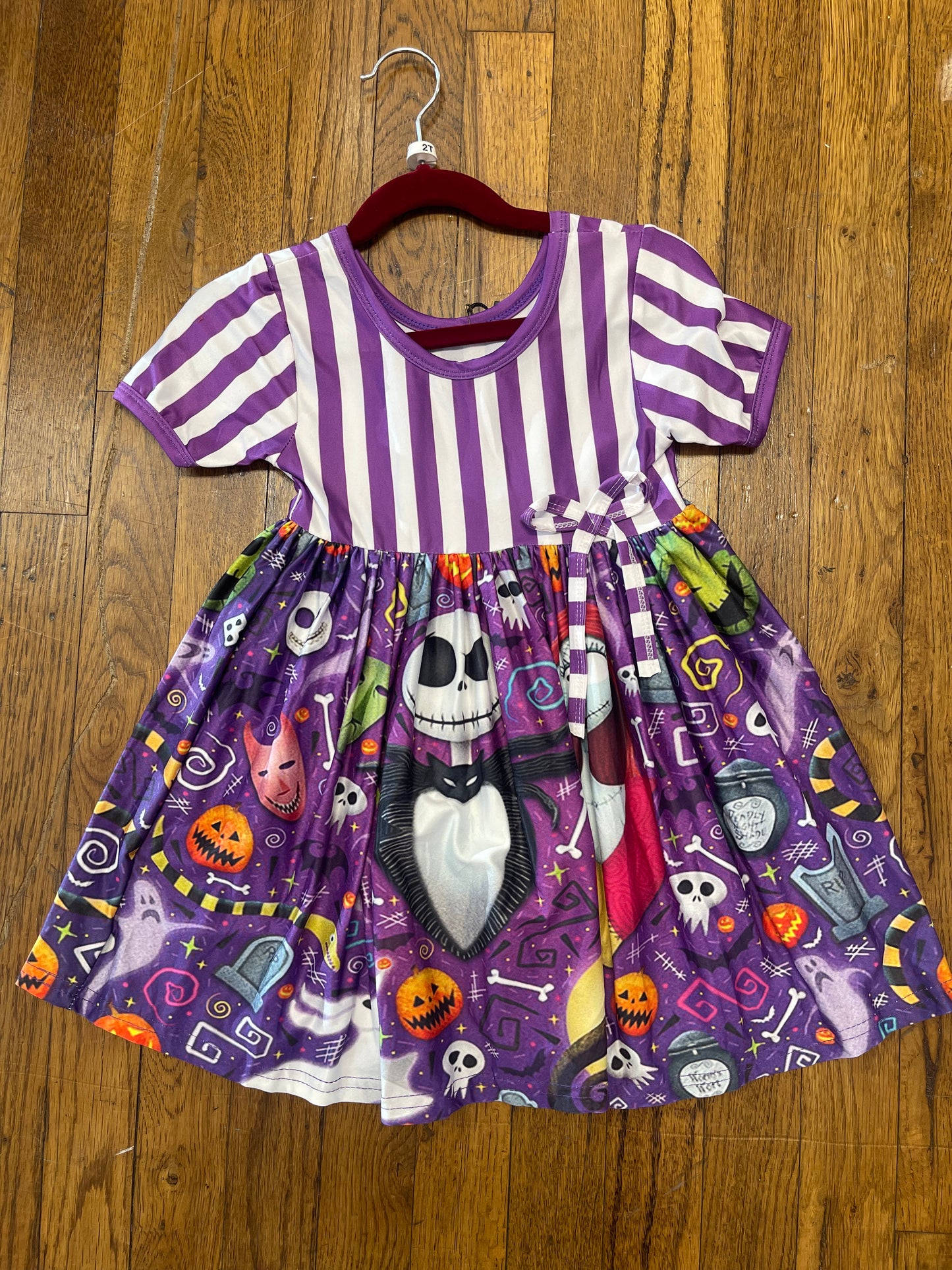 Purple and White Striped Nightmare Before Christmas Dress