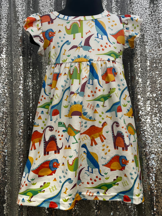 Flutter Sleeve Dinosaur Dress