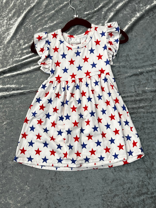 White Dress w/ Red and Blue Stars
