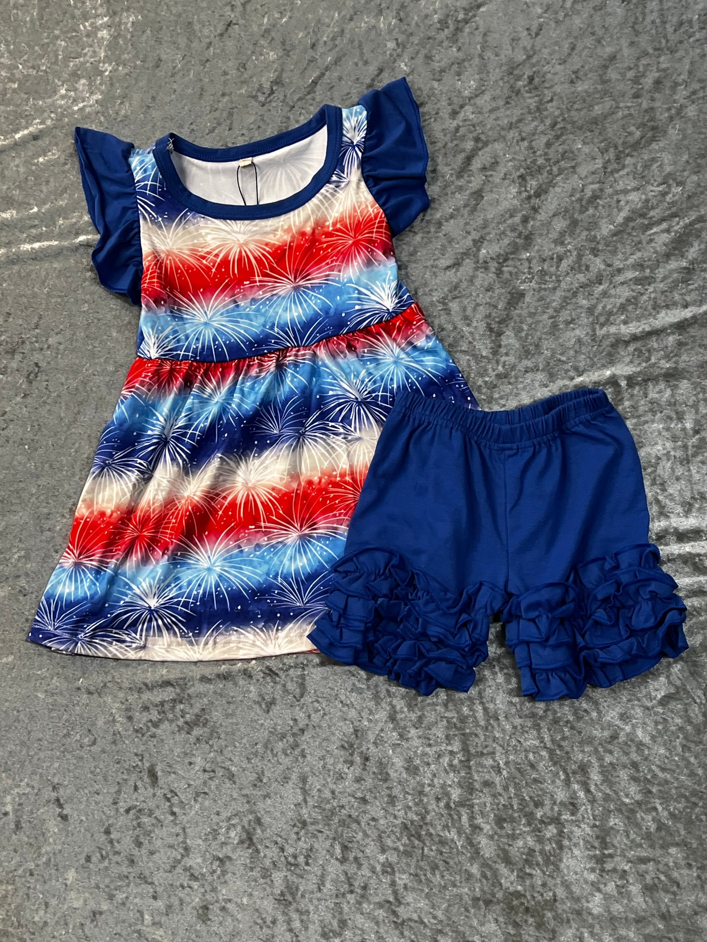 Red, White and Blue Fireworks Dress w/ Shorts 4th of July/New Years