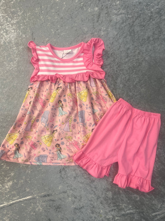 Pink Striped Disney Princess Dress w/ Shorts
