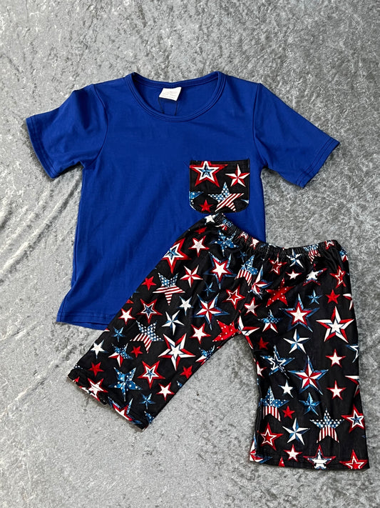 Red, White and Blue Stars Shorts Set