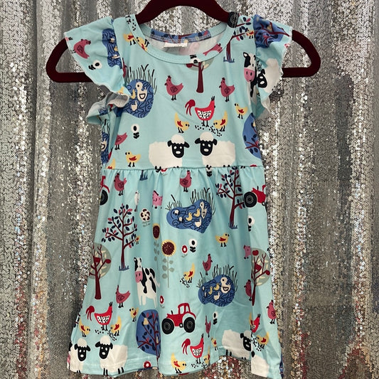 Blue Farm Animals Dress