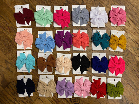 Fancy Waffle Fabric Double Loop Bow