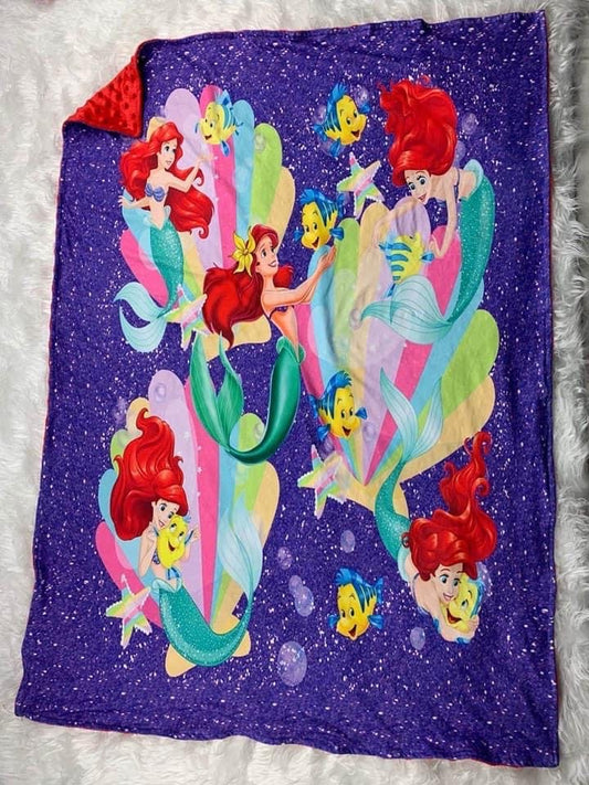 Ariel and Flounder Little Mermaid Minky Blanket