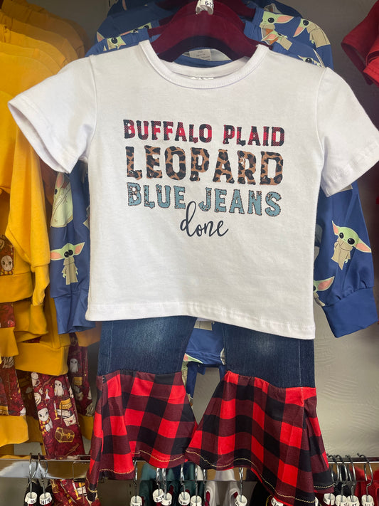 'Buffalo Plaid, Leopard, Blue Jeans, Done' Belles Jeans Set