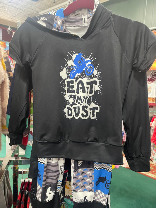 'Eat My Dust' Short Sleeve Hooded Pants Set