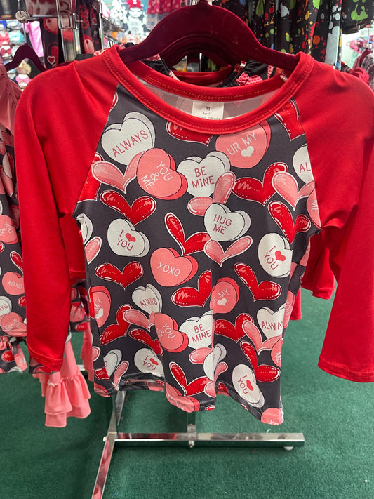 Grey/Red Candy Hearts T-Shirt Valentine's Day