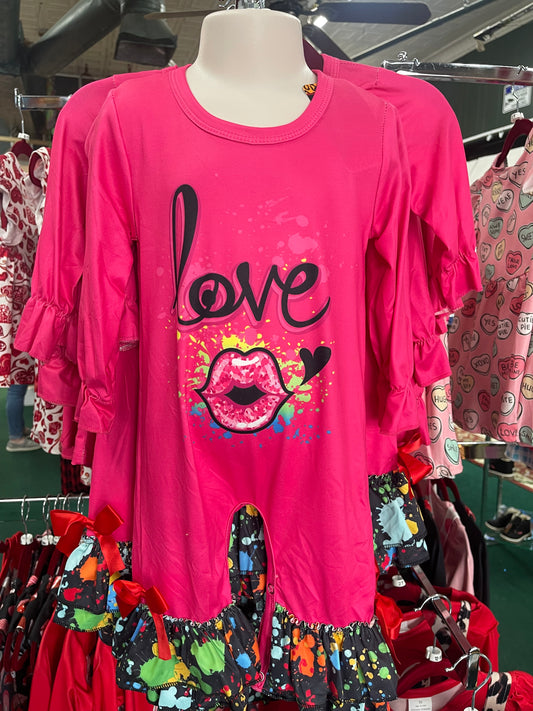 Splatter Paint "LOVE" Romper Valentine's