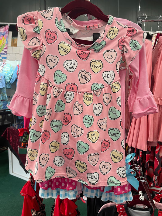 Pink Candy Hearts Dress w/Shorts Valentine's