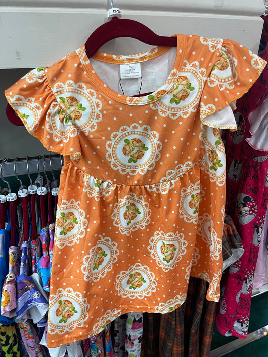 Orange Rose Polka Dot Dress