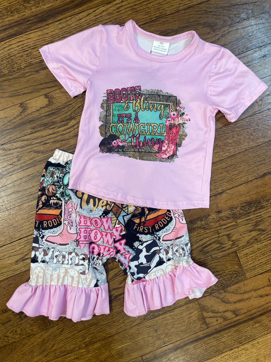 Boots & Bling It’s a Cowgirl Thing Shorts Set
